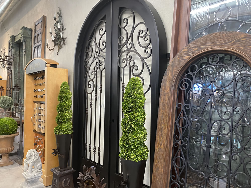 Black scrollwork door design